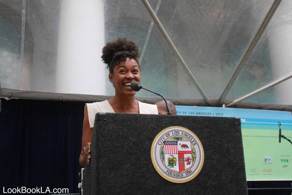 DANIELE WATTS SPEAKS AT THE LA CITY MAYOR'S OFFICE FOR AFRICAN-AMERICAN HERITAGE CELEBRATION 2012.
