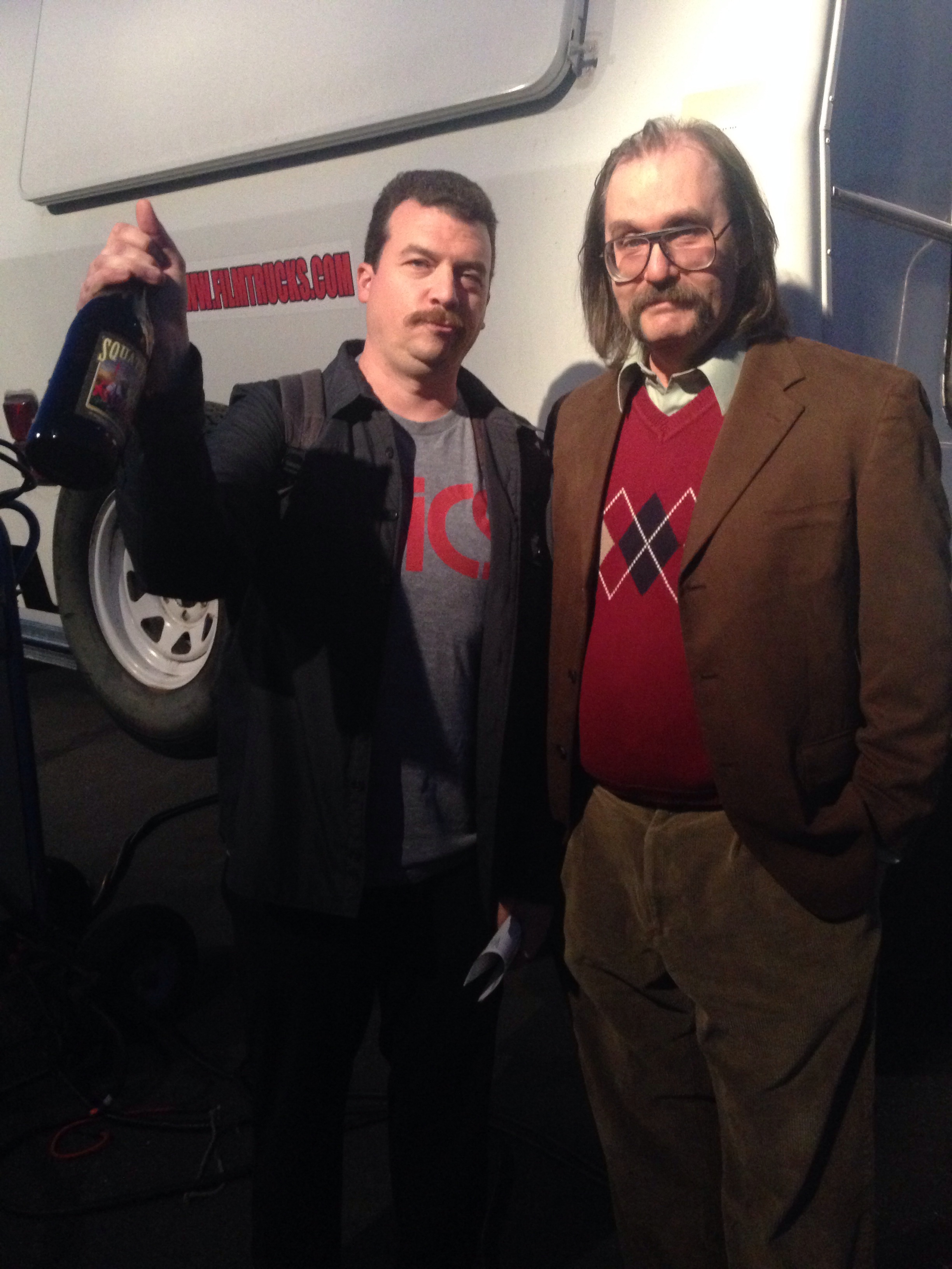 Sky Elobar and Danny McBride on the set of Don Verdean!