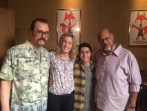 Sky Elobar, Maria Bamford, Gilberto Ortiz and Fred Melamed on the set of Lady Dynamite!