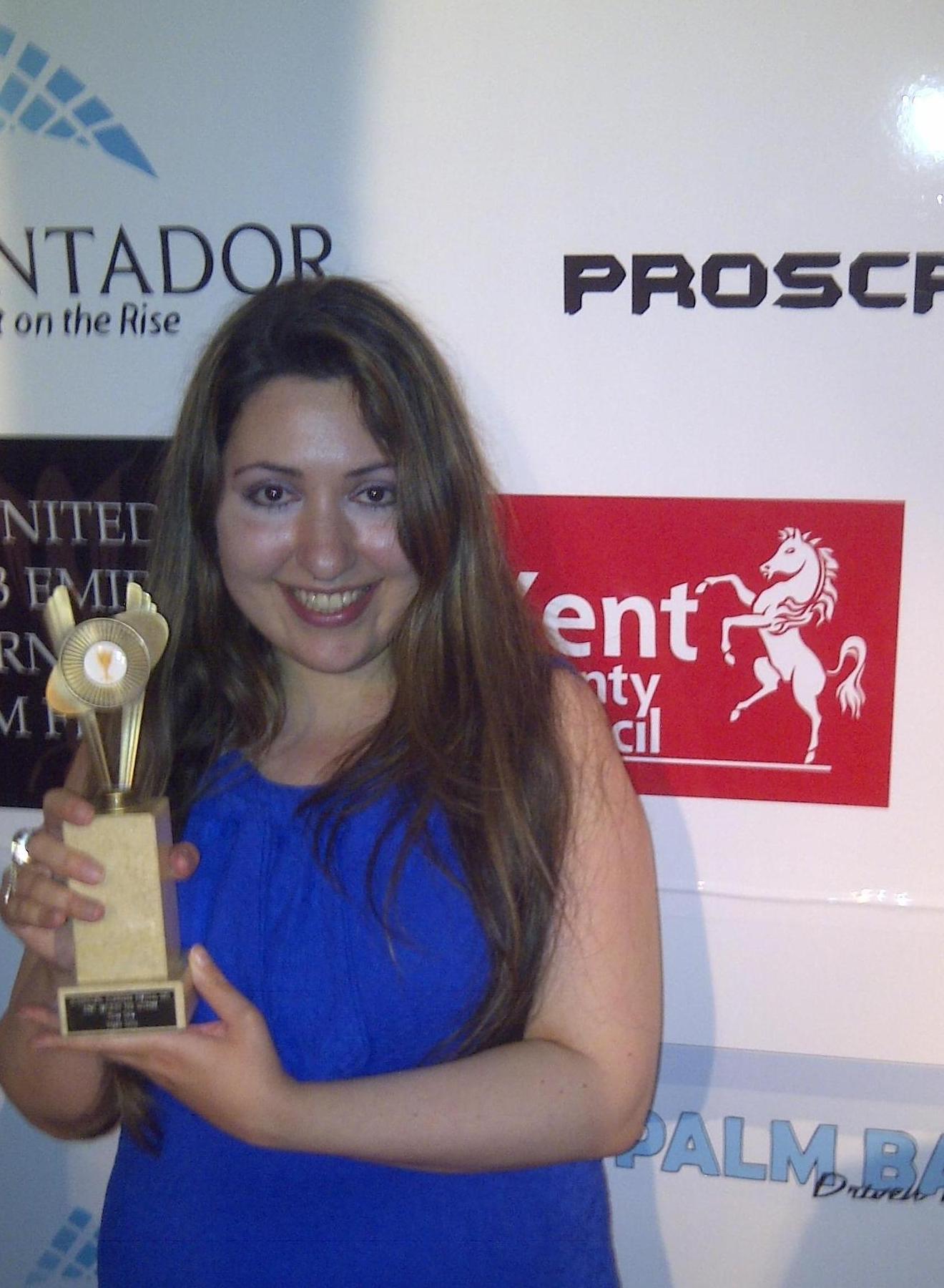 MOST ASPIRING NEW ACTRESS AWARD at the International Filmmaker Film Festival, UK, 2011, for: Three Veils.