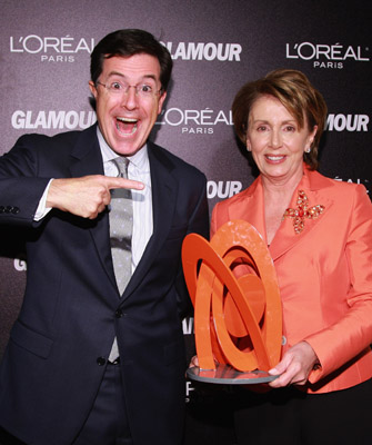 Stephen Colbert and Nancy Pelosi