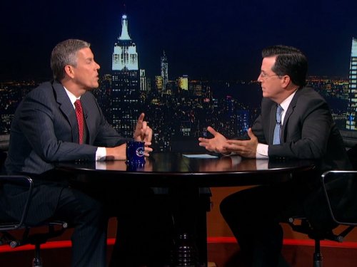 Still of Stephen Colbert and Arne Duncan in The Colbert Report (2005)