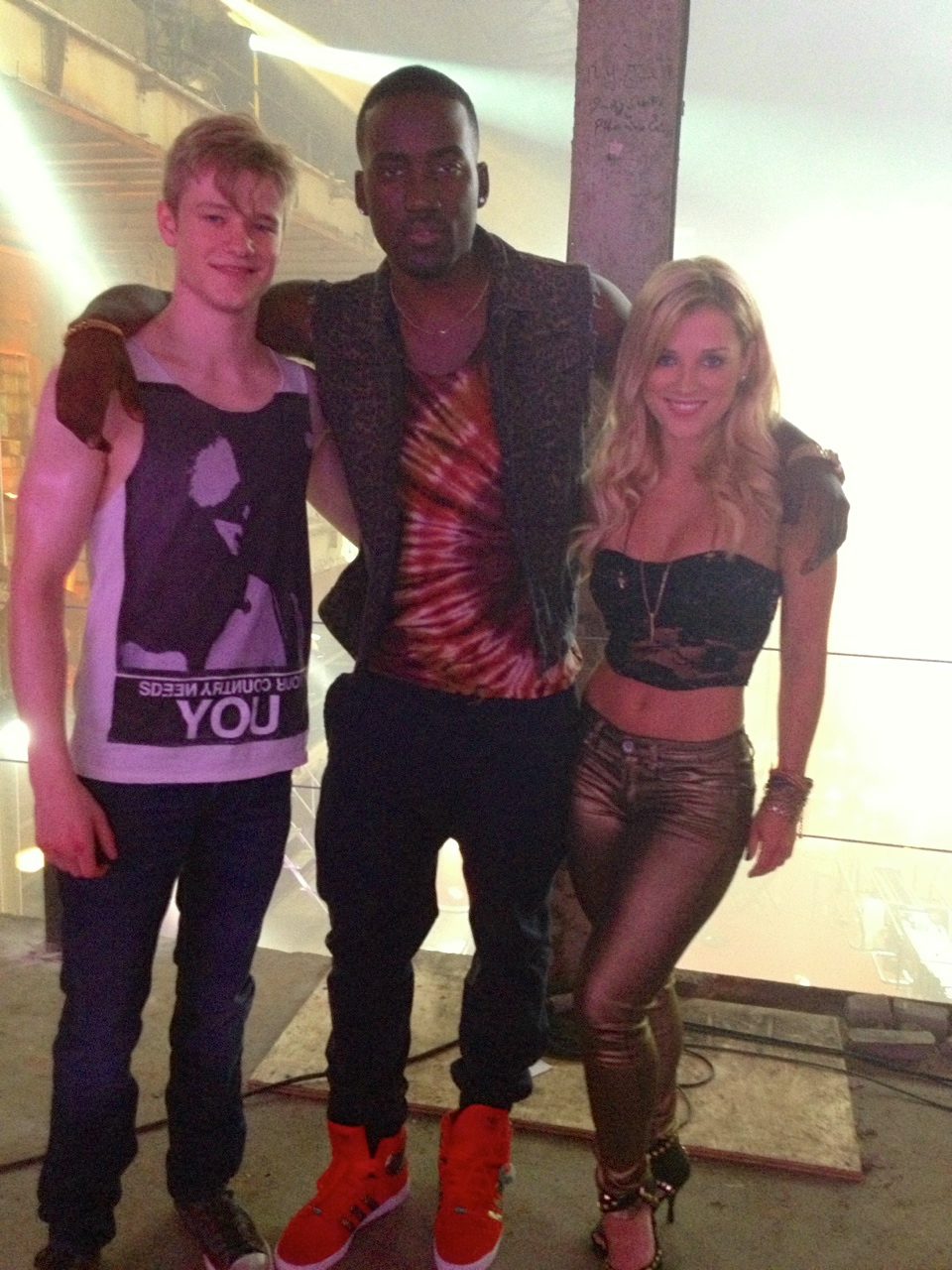 Lucas Till, Shamier Anderson and Katrina Norman on the set of Strings