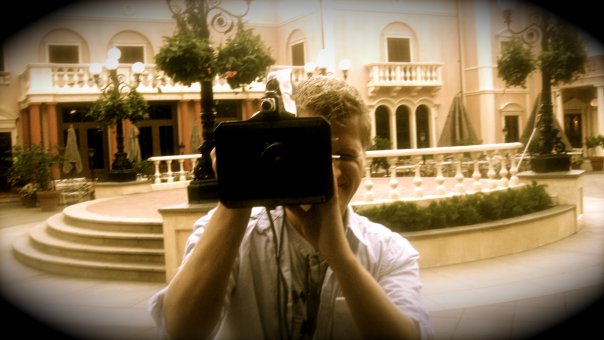 Holding a 16mm camera at NYFA.