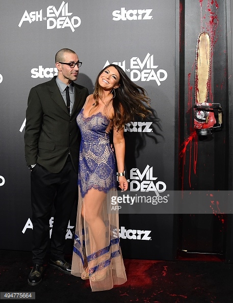 Mike Estes and Cerina Vincent on the red carpet for Ash Vs. Evil Dead