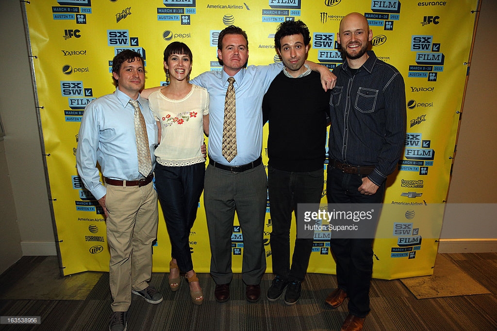 Actors Jonny Mars and Adriene Mishler, writer/director Sean Gallagher, actor Alex Karpovsky and producer Chris Ohlson pose in the greenroom at the screening of 'Good Night' during the 2013 SXSW Music, Film + Interactive Festival.