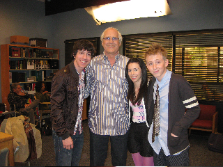 Jillian with Jared Kusnitz, Chevy Chase, and Dean Collins on set of NBC's Community 4/10