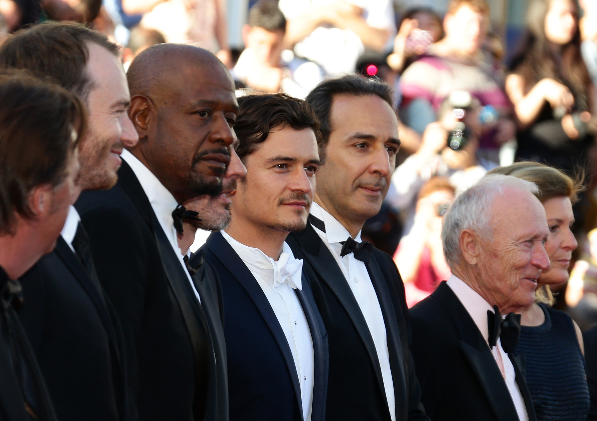 Forest Whitaker, Alexandre Desplat, Orlando Bloom and Conrad Kemp at event of Zulu (2013)