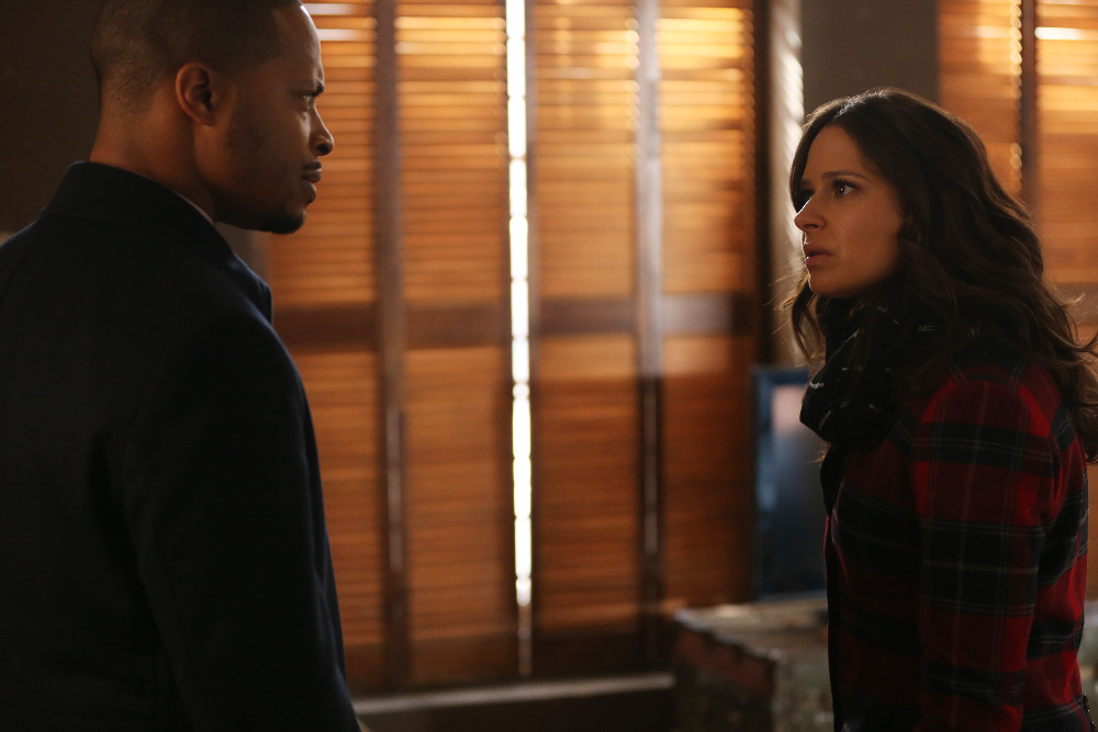 Still of Katie Lowes and Cornelius Smith Jr. in Scandal (2012)