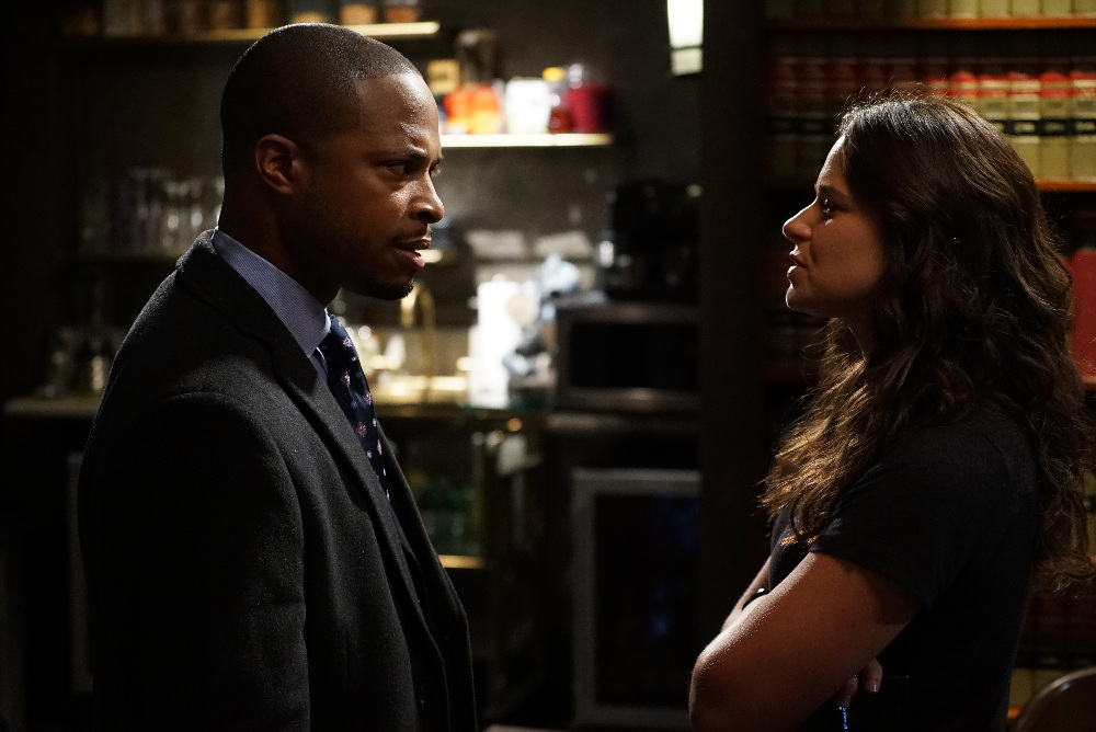 Still of Katie Lowes and Cornelius Smith Jr. in Scandal (2012)