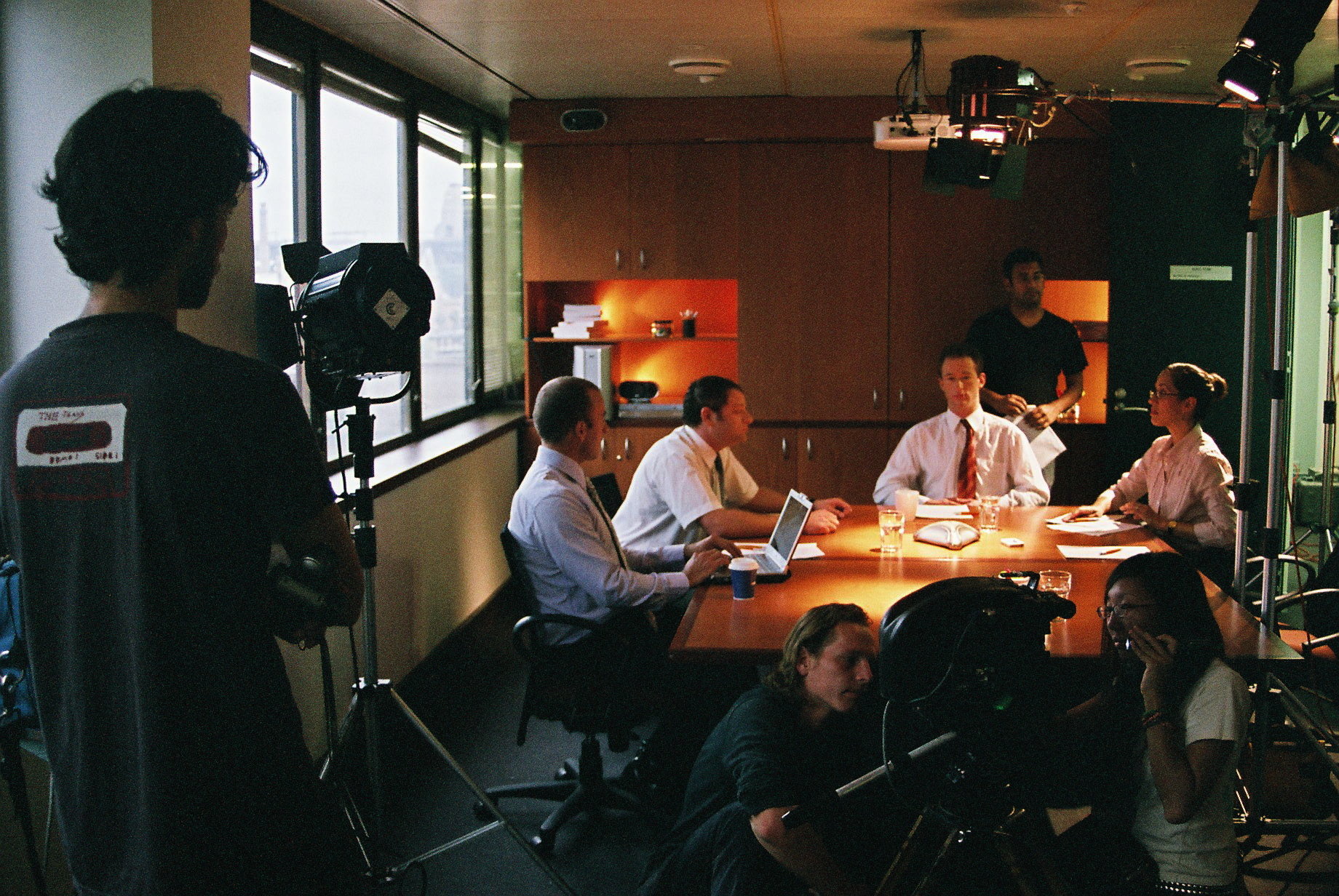 Still on the set of In The Middle. Stuart Katzen, James Pratt, Riyad Barmania.