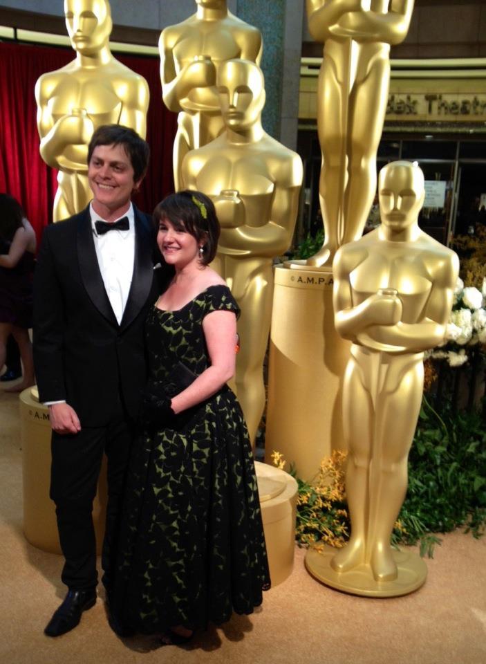 Oscar winner Brandon Oldenburg, and his wife Shannon (in an original Jane Ryder Designs gown).