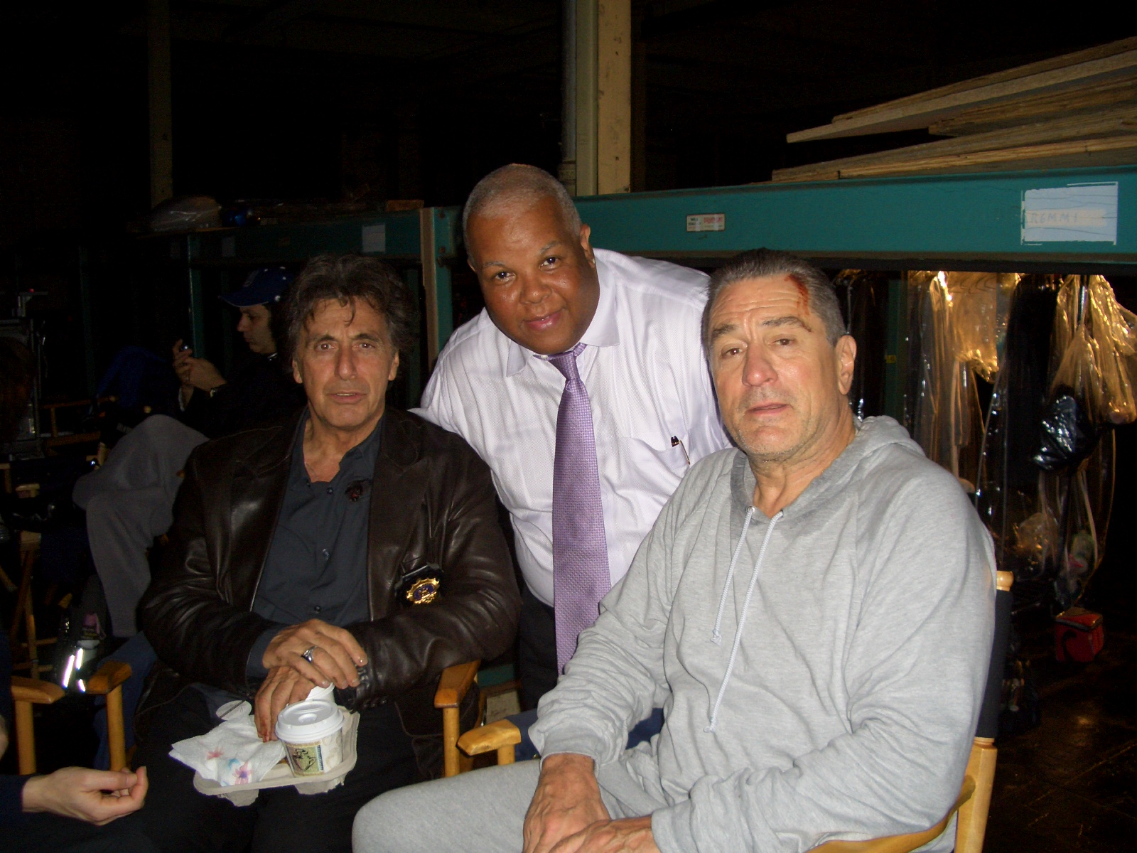 Al Pacino, Neil Carter, Robert DeNiro filming on set of 