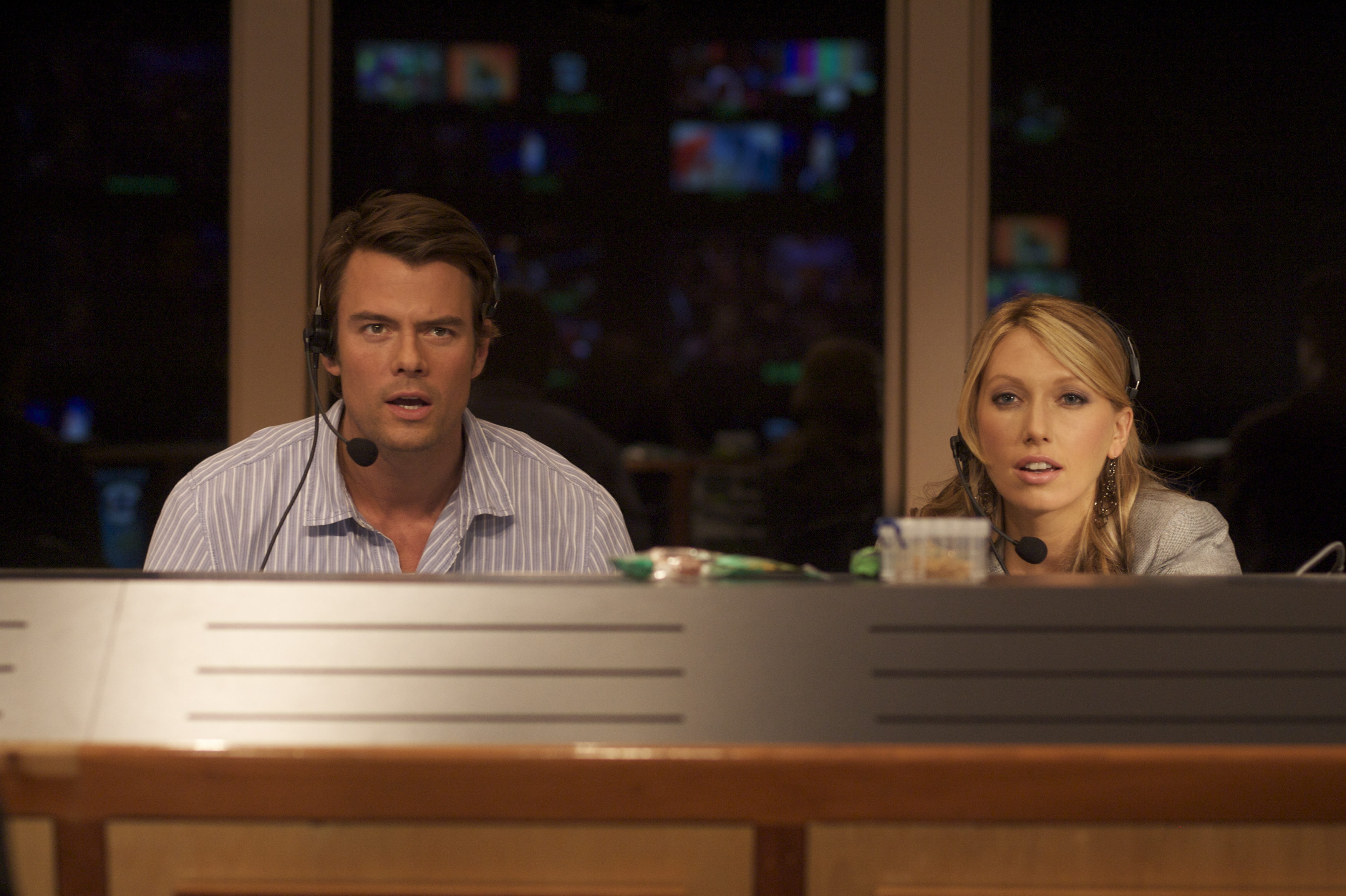 Josh Duhamel and Brooke Josephson in control booth