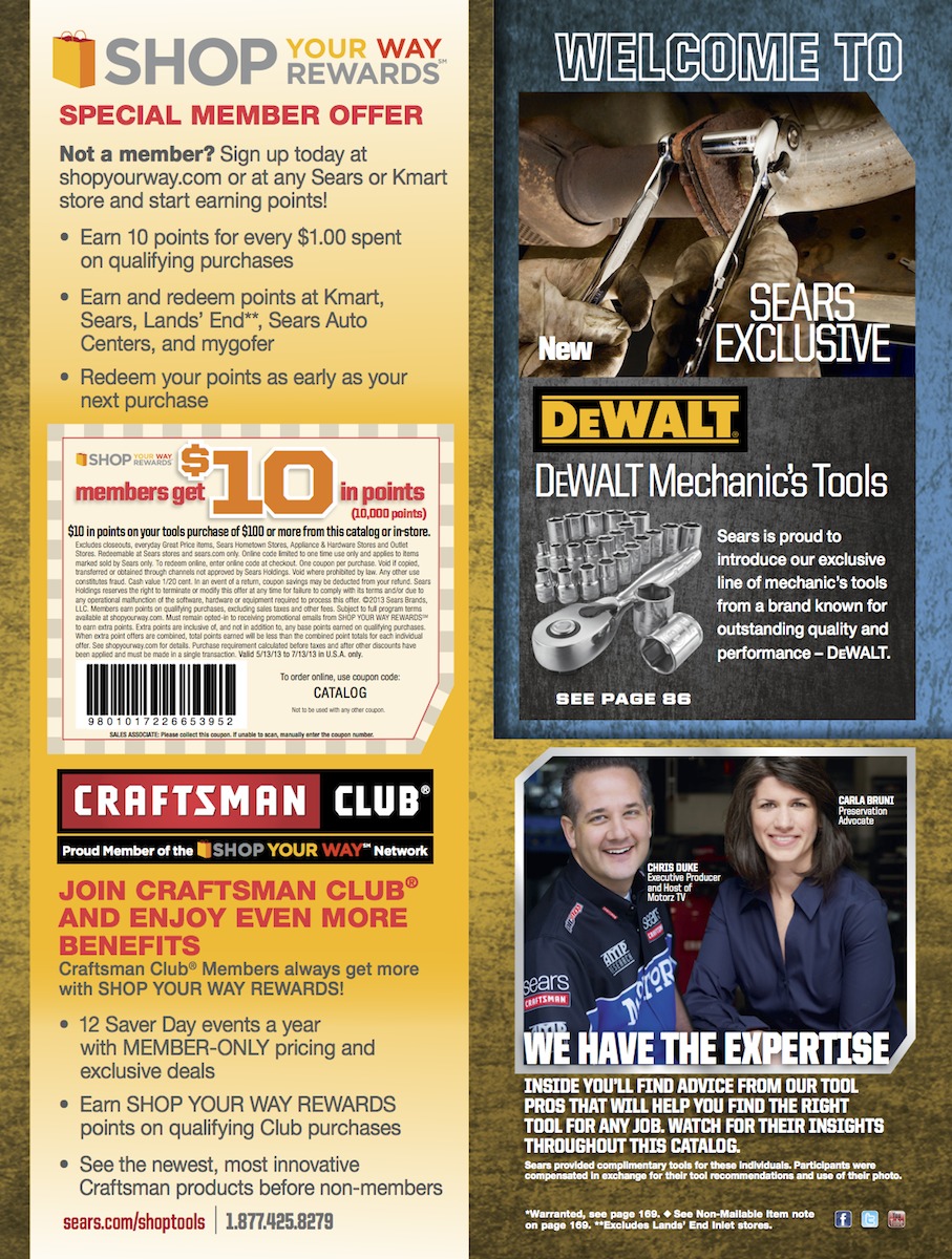 Chris Duke, featured throughout the pages of the 2013 Sears Tools catalog