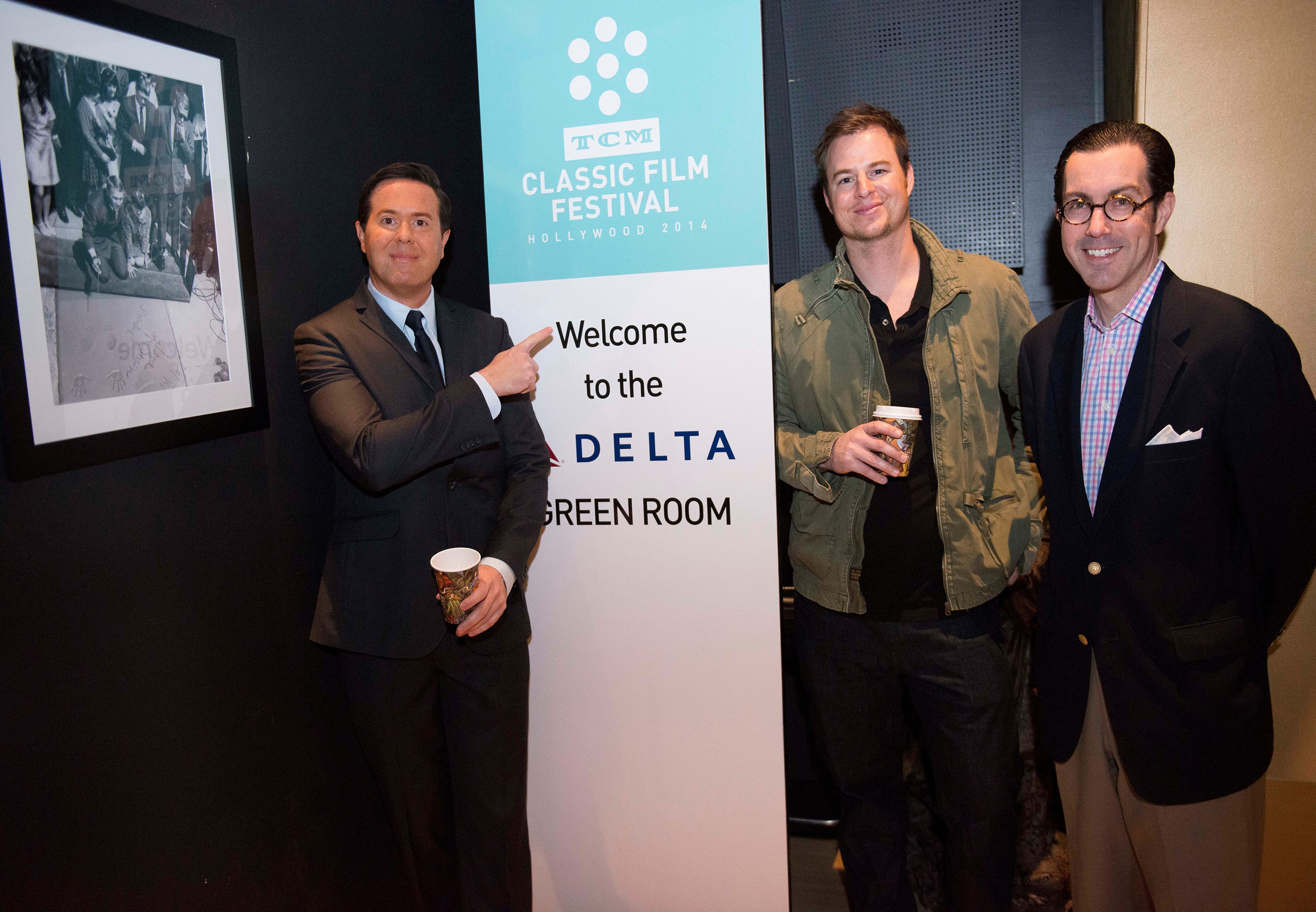 Jeffrey Vance, Matt McCarty, and Jon Bouker in the Delta Green Room at the TCM Classic Film Festival, Hollywood, CA, April 10, 2014.