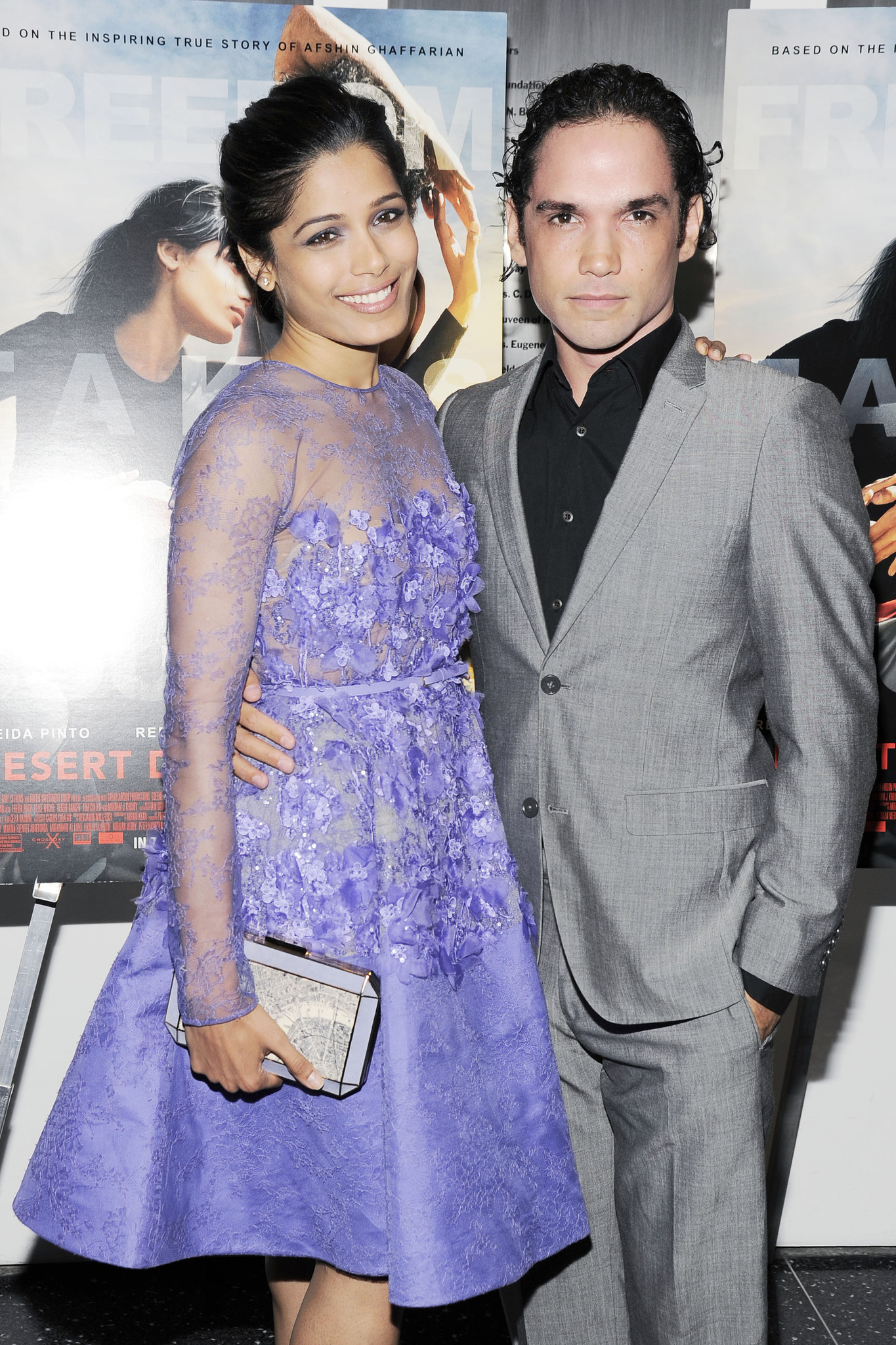 Reece Ritchie and Freida Pinto at event of Desert Dancer (2014)