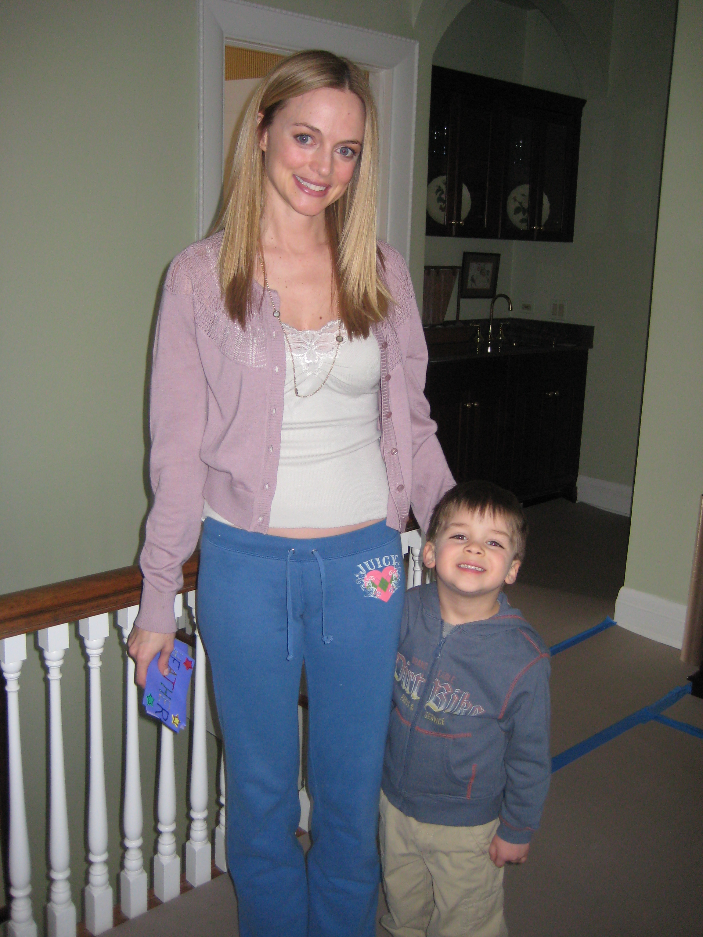 Jaiden with Heather Graham on set of Baby on Board