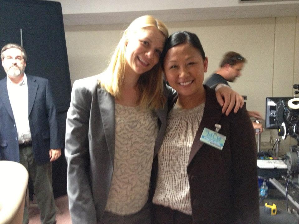 with Claire Danes on the set of Homeland