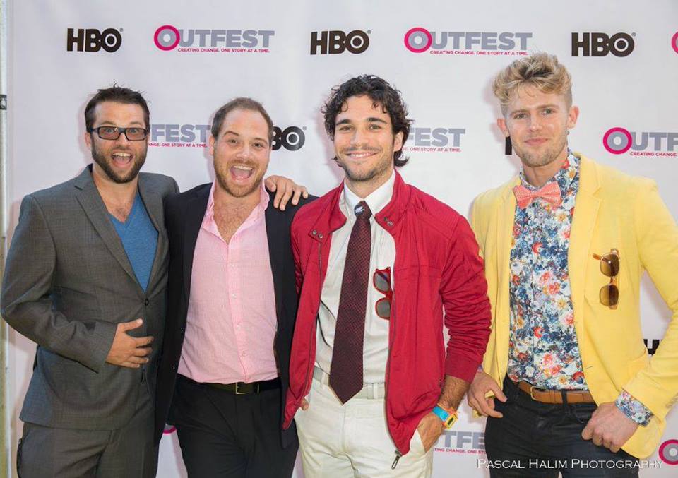 Producer Eric Staley, Writer Joey Abi-Lutfi, Actor Myko Olivier, and Actor Barrett Crake on the Red Carpet at Los Angeles' Outfest.