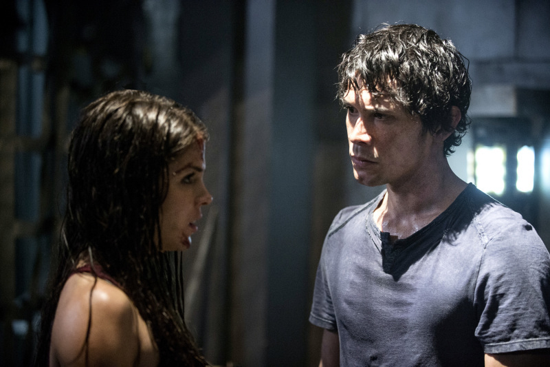 Still of Bob Morley and Marie Avgeropoulos in The 100 (2014)