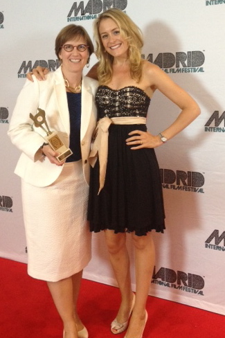 Lucy Rayner and Anne Rayner receiving awards at The Madrid International Film Festival