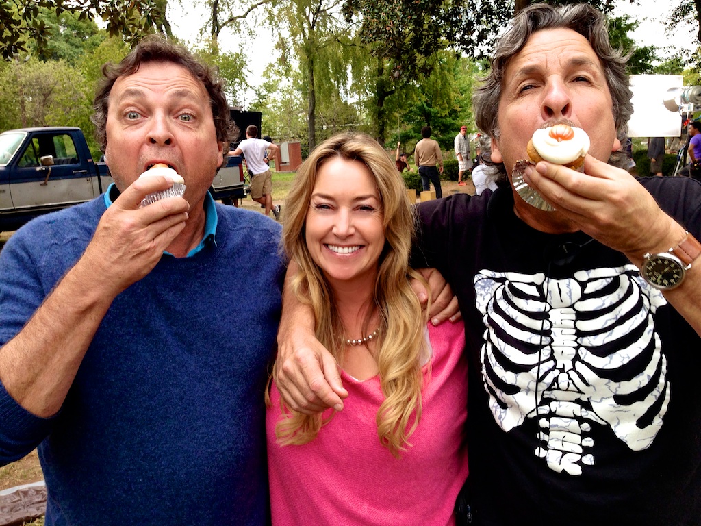 Bobby & Peter Farrelly eating my cupcakes on the set.