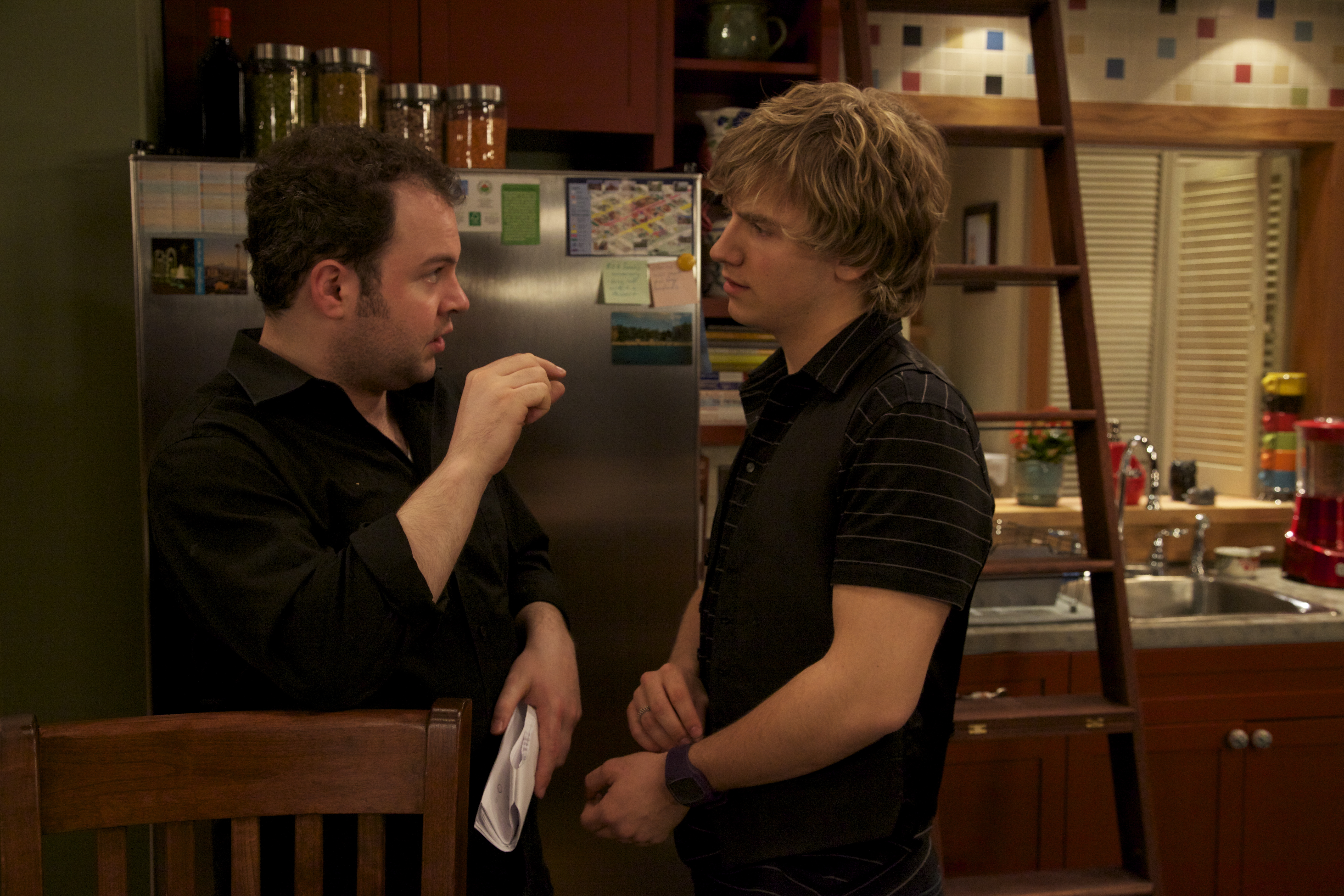 Coaching Nathan Mcleod (Gabe) on the set of Life With Boys.