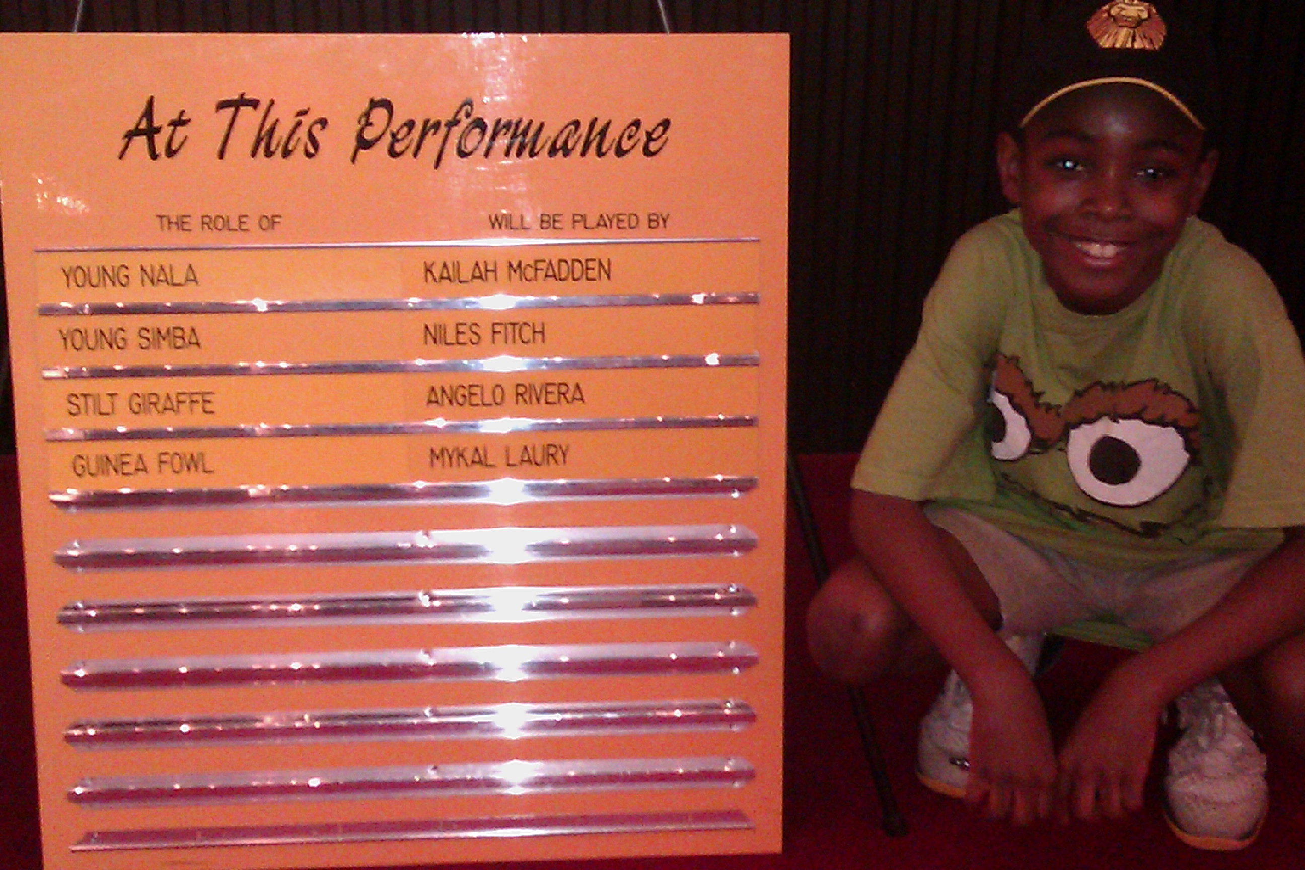 After first Lion King performance as Young Simba