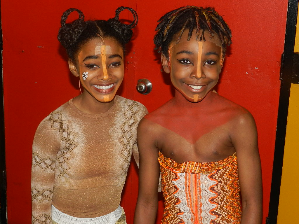 Imani Dia Smith (Young Nala) and Niles Fitch (Young Simba) after last performance on Broadway in The Lion King (9/23/12)