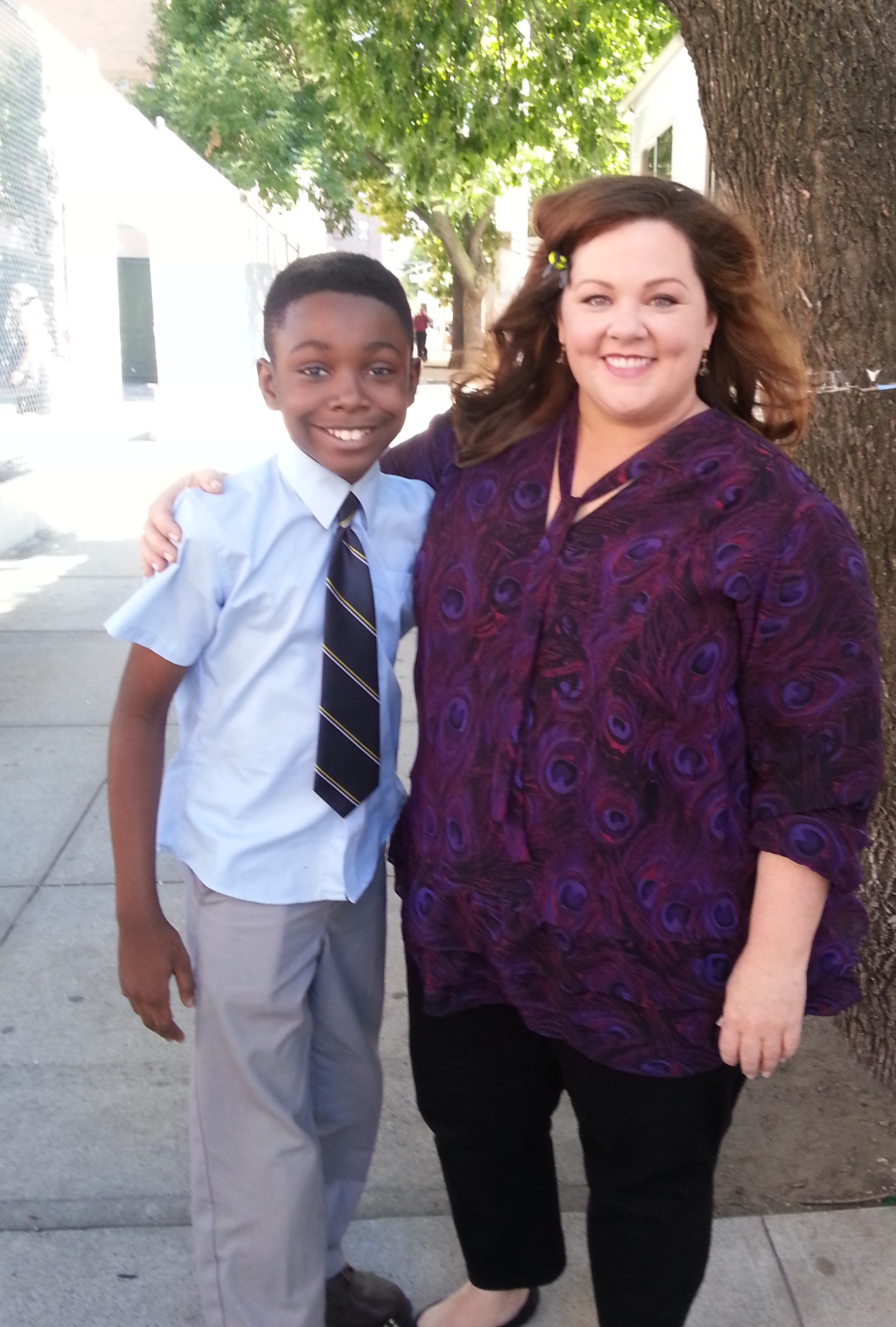 Niles Fitch and Melissa McCarthy on the set of St. Vincent