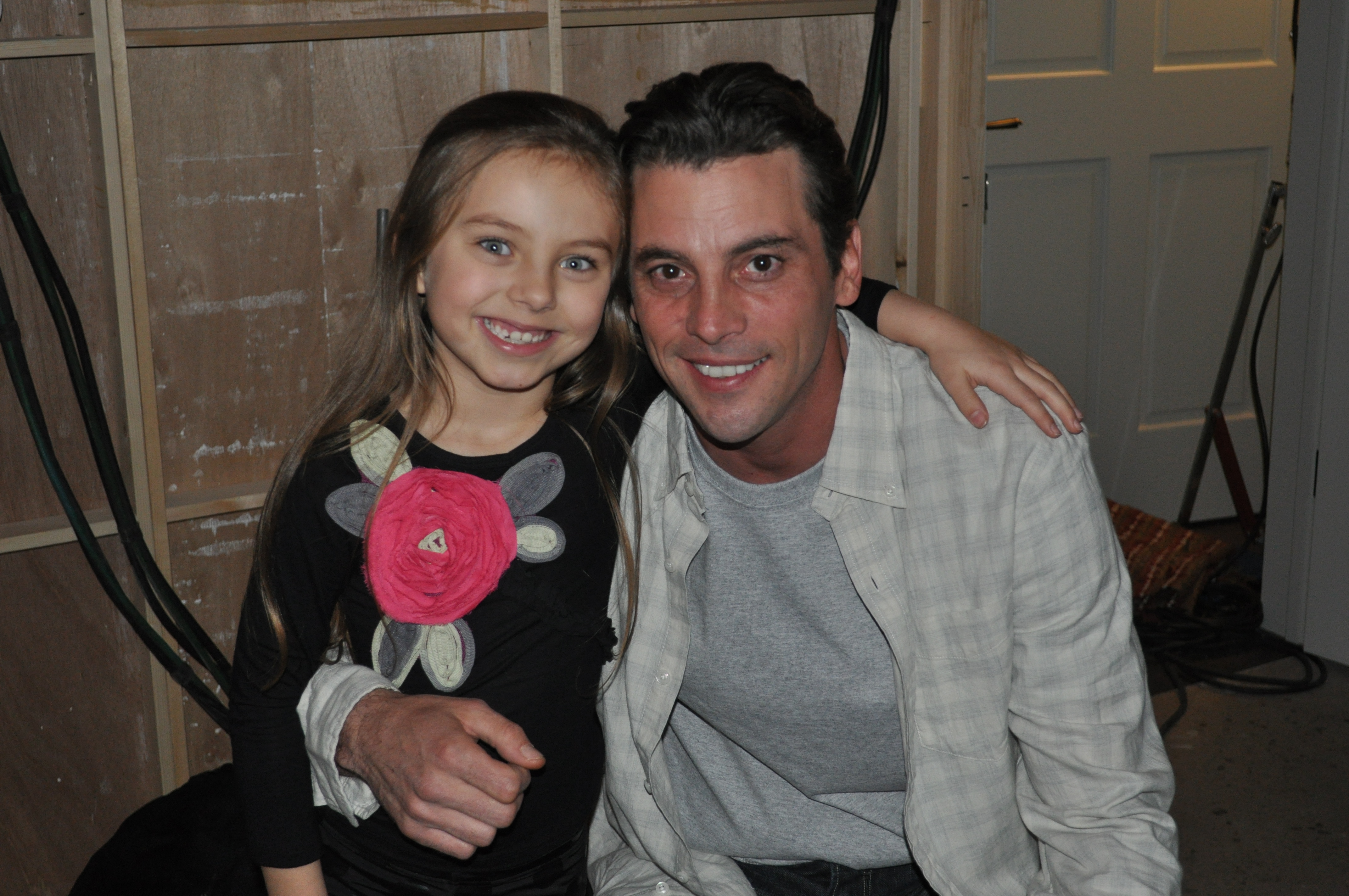 Caitlin Carmichael and Skeet Ulrich on set of Law & Order: Los Angeles February 2011