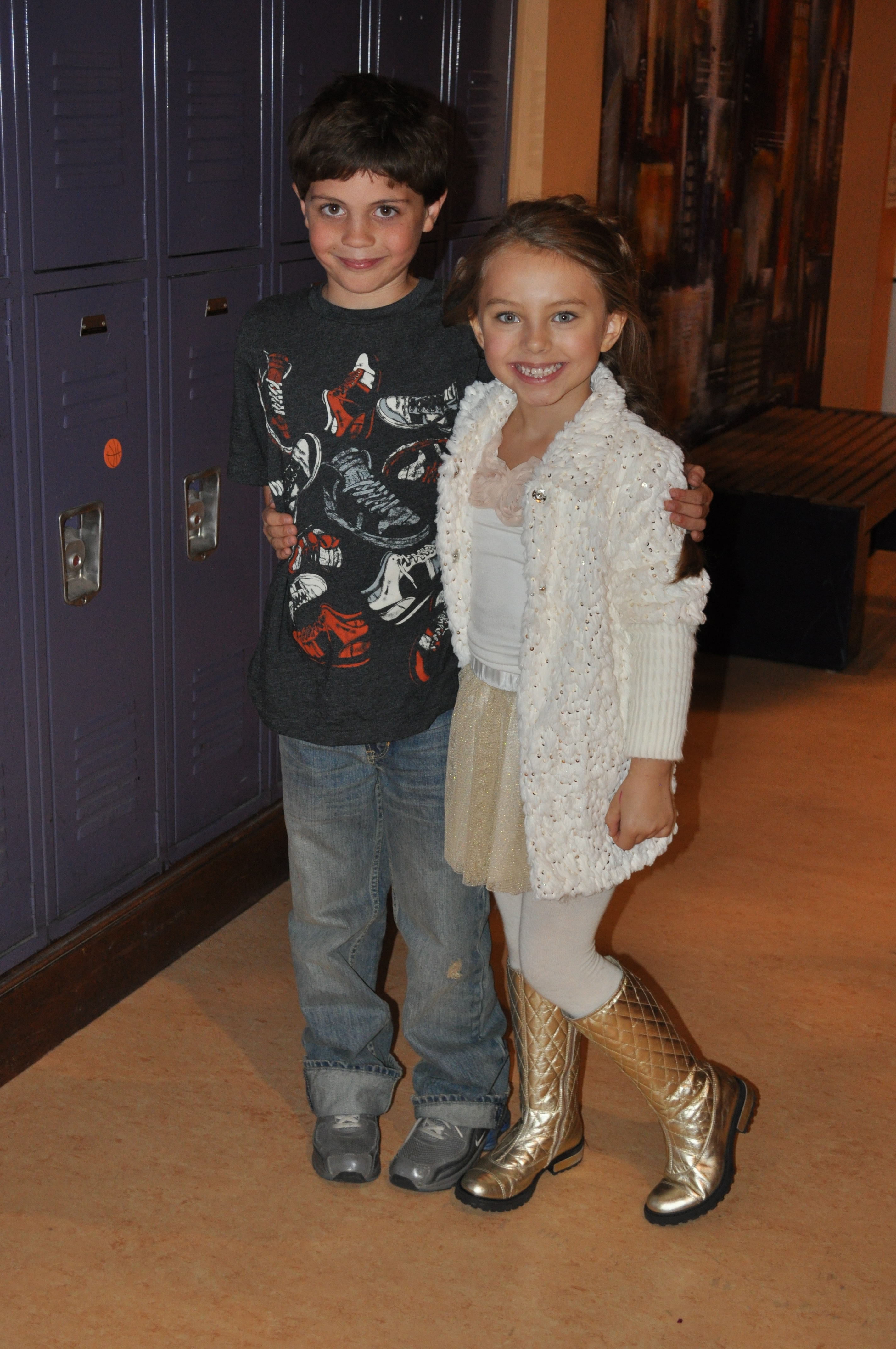 Caitlin Carmichael and Drew Dieffenbach on set of Shake It Up! November 2010