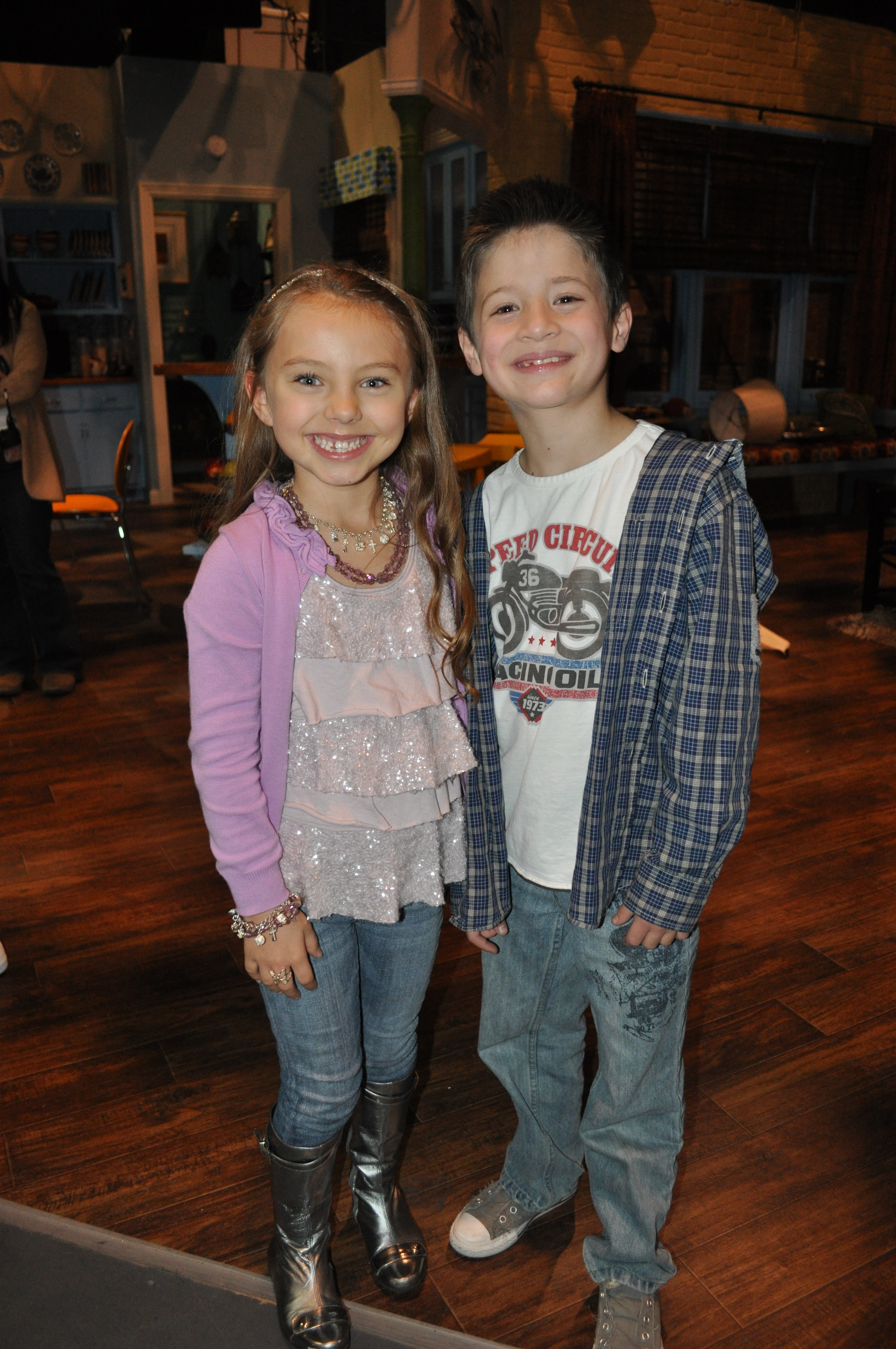 Caitlin Carmichael and Davis Cleveland on set of Shake It Up! November 2010