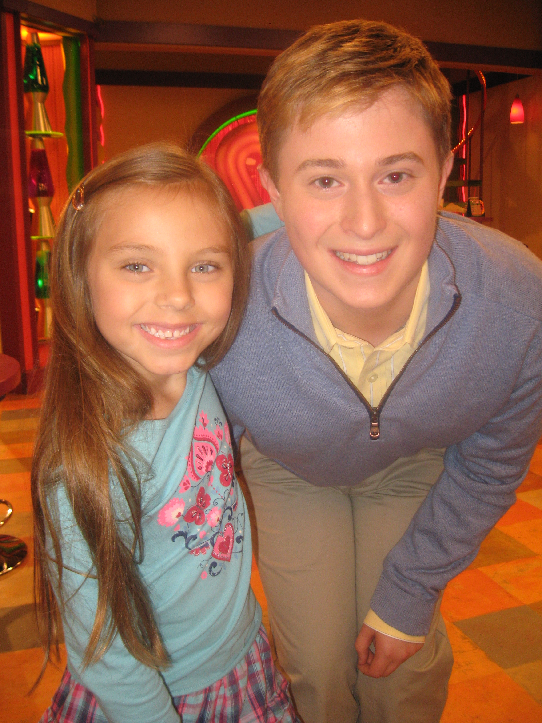 Caitlin Carmichael and Reed Alexander on set of iCARLY, July 2010