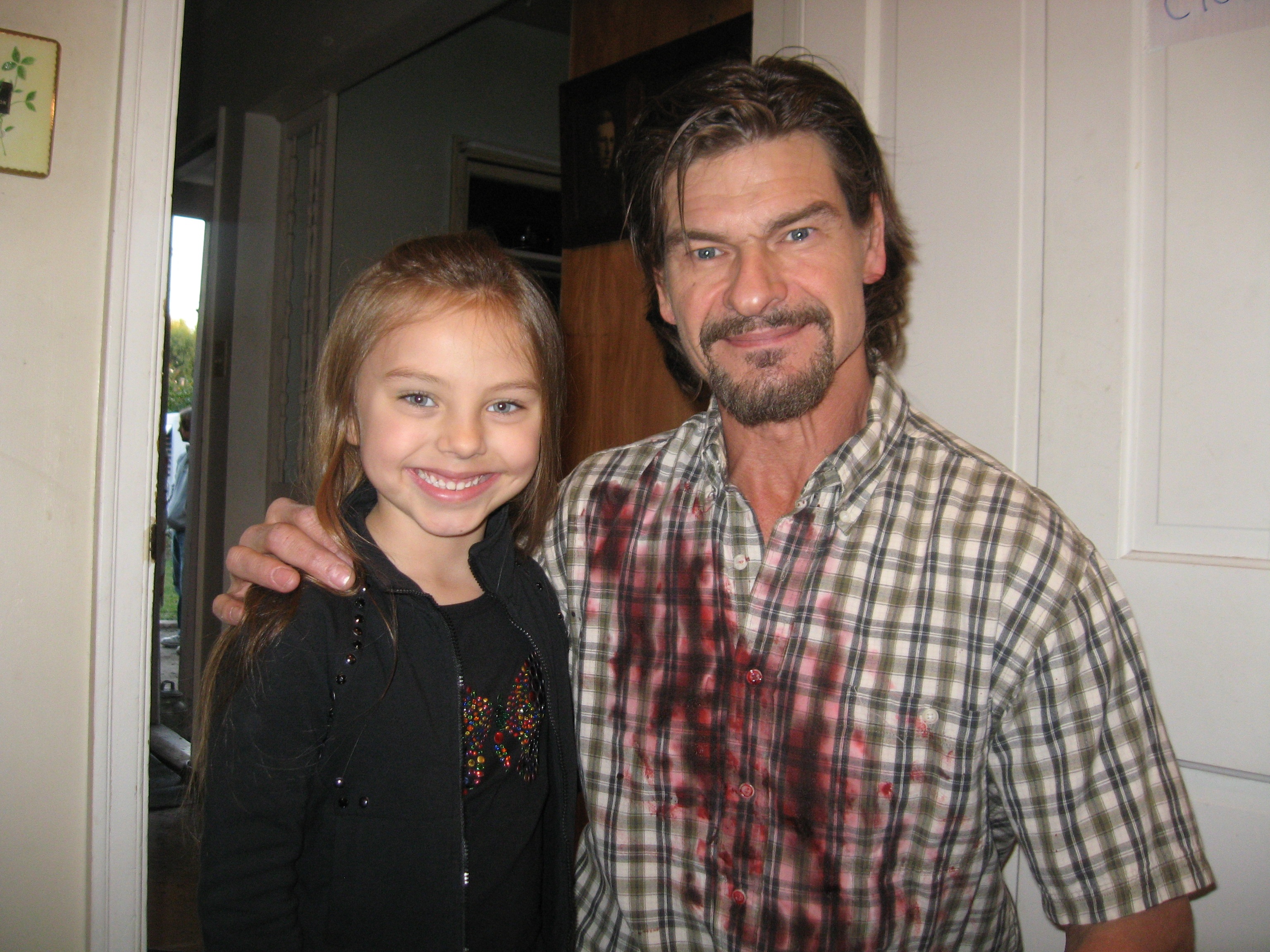 Caitlin Carmichael and Don Swayze on set of feature film 