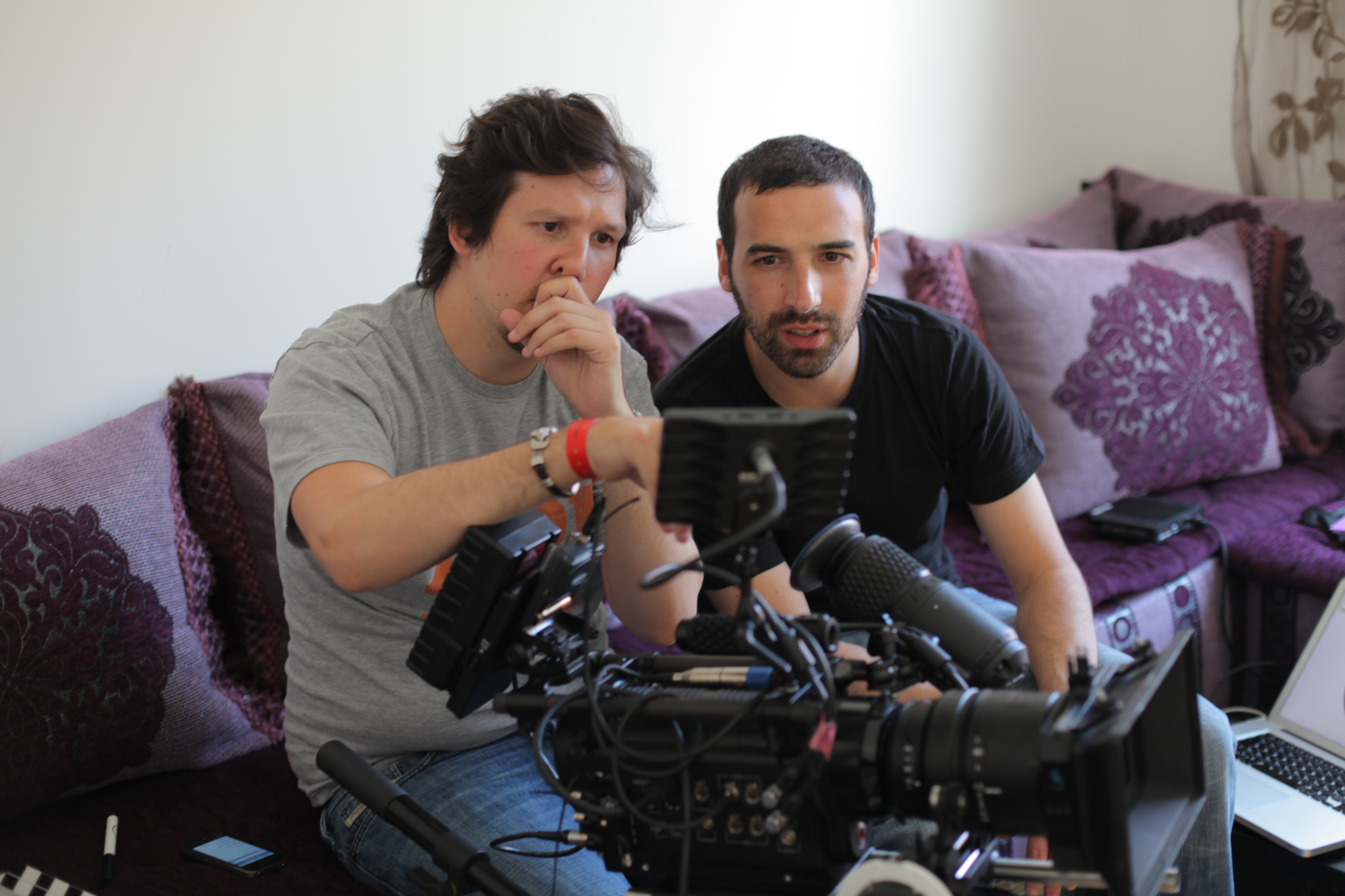 DP Mathieu Vié with director Djamel Bennecib on the set of his anti-smoking spec commercial 'I See Dead Smokers' (2011).