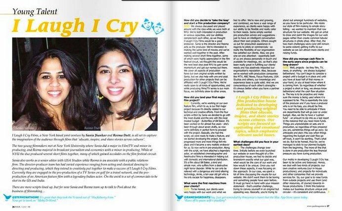 Article from Pool Magazine, India - Reema Dutt and Sania Jhankar