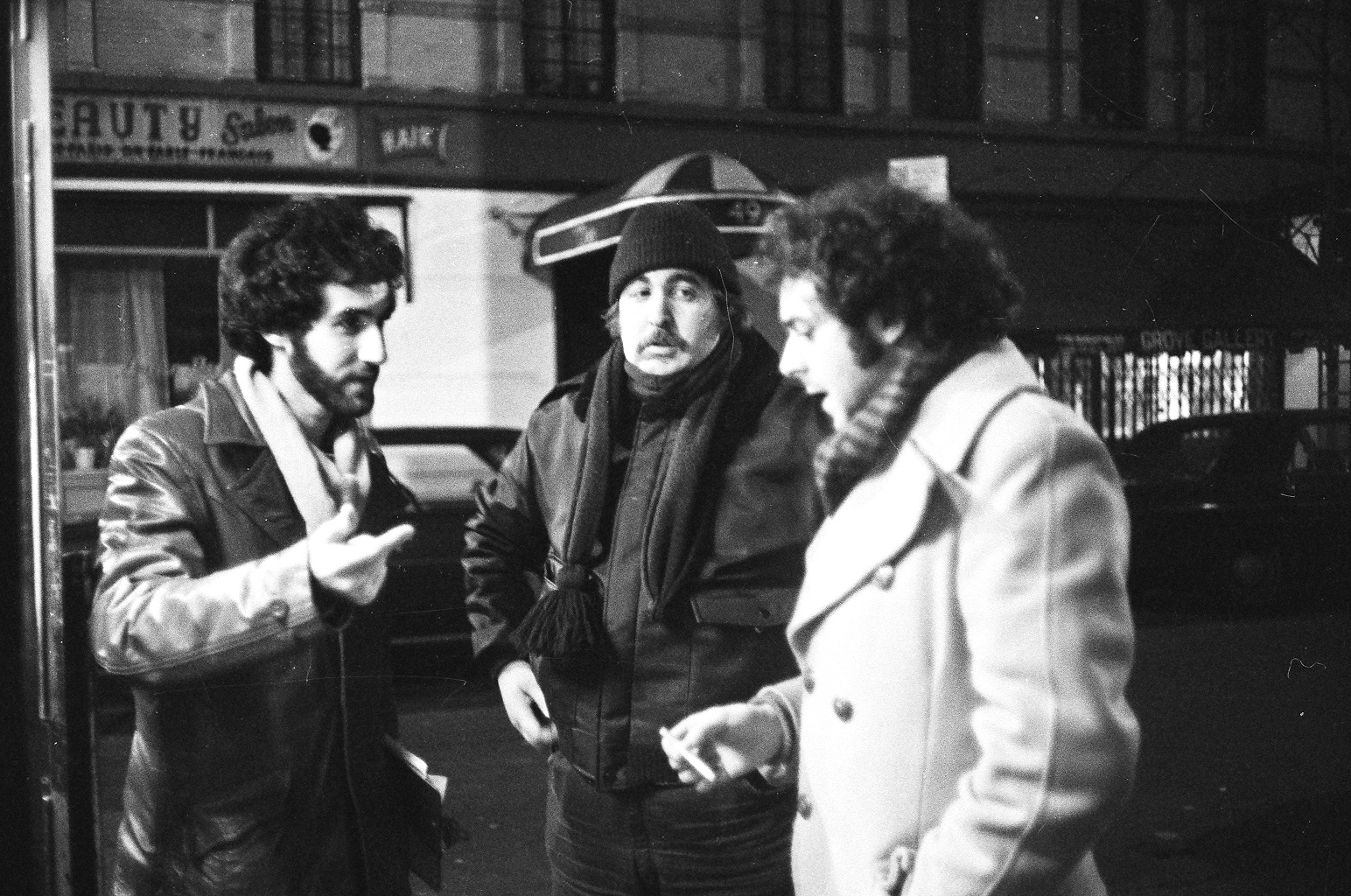 Left to Right Director Jeffrey Wisotsky on location shooting THE FORTUNE TELLER in Greenwich Village with actors Bill Reilly and Bob Murray.