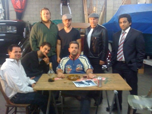 Paul Gennaro On set of Shop Secret w/ actors, Paul Rae, Ravi Patel, Gino Cafarelli. On location, Los Angeles, CA.