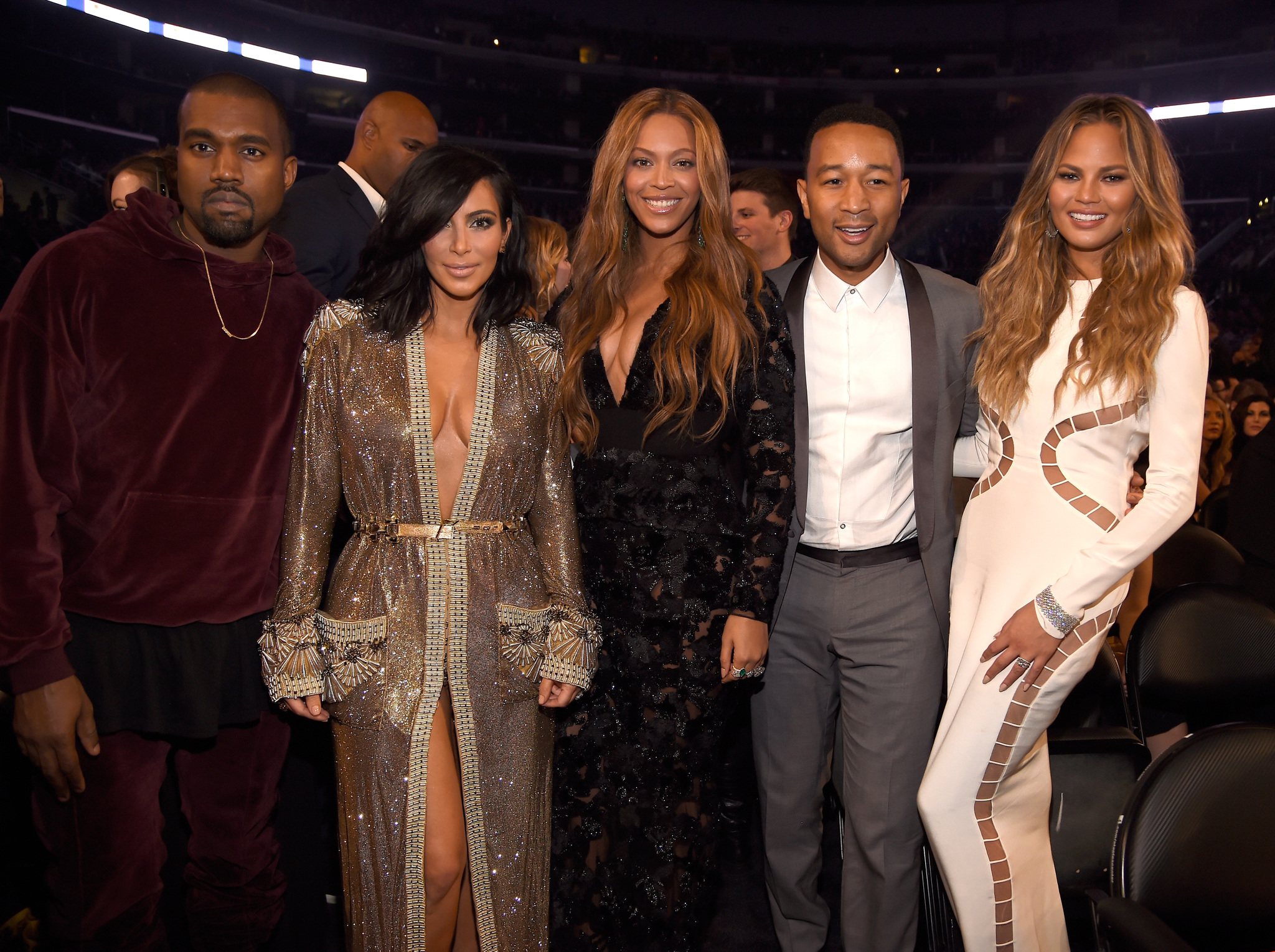 Beyoncé Knowles, Kanye West, John Legend, Kim Kardashian West and Chrissy Teigen at event of The 57th Annual Grammy Awards (2015)