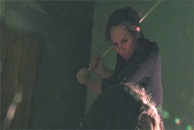 Screenshot as the evil Mrs. Kruder in Jim DeVault's thriller 