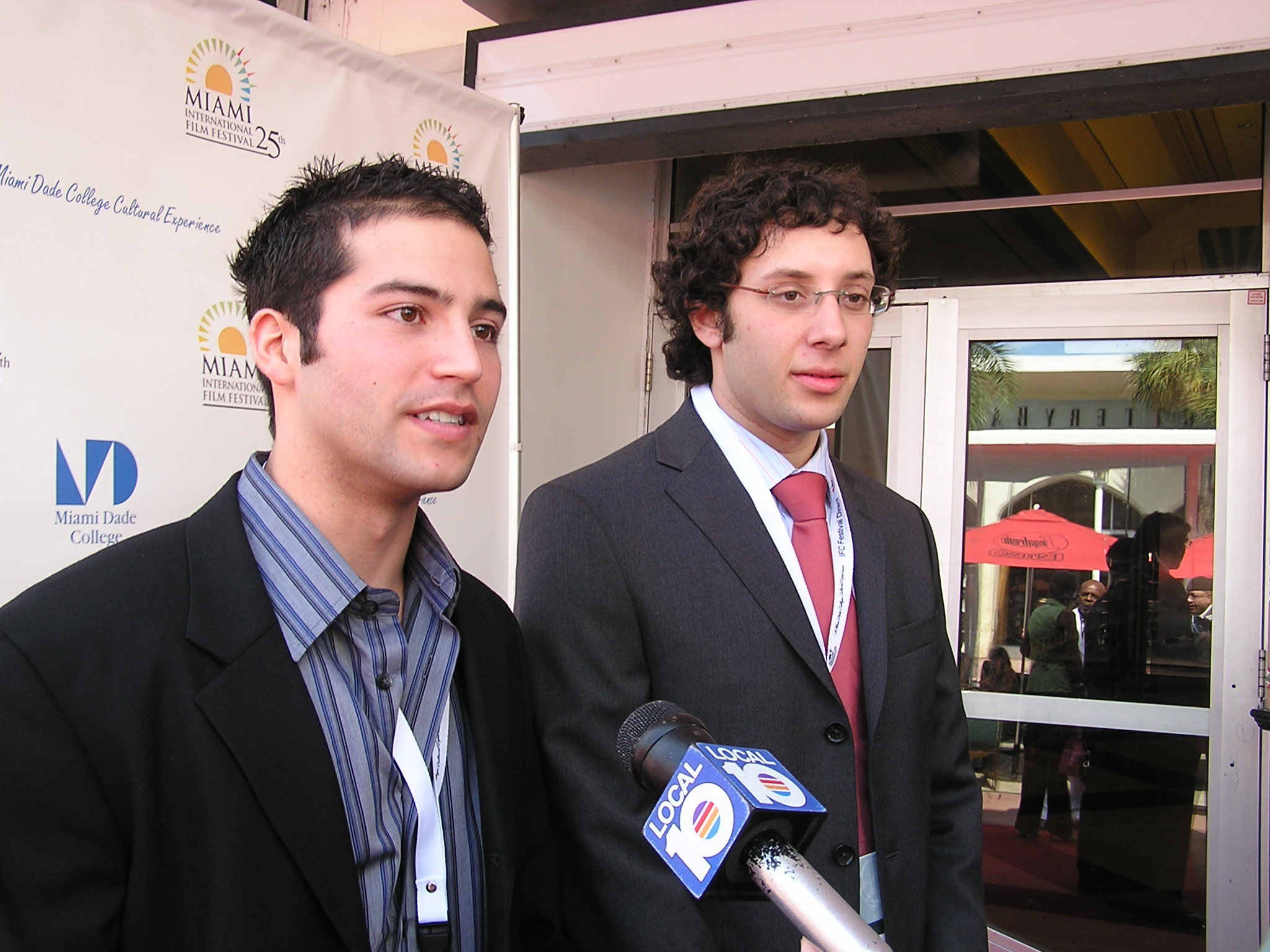 From left: Directors Sam Rega and Joshua Miller interviewed at 2008 Miami International Film Festival premiere of 