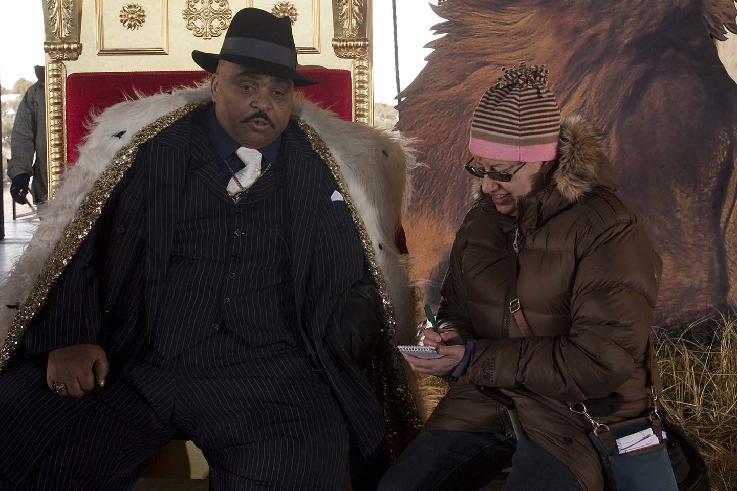 Interviewing Solomon Burke for the production notes on the set of Passion Play