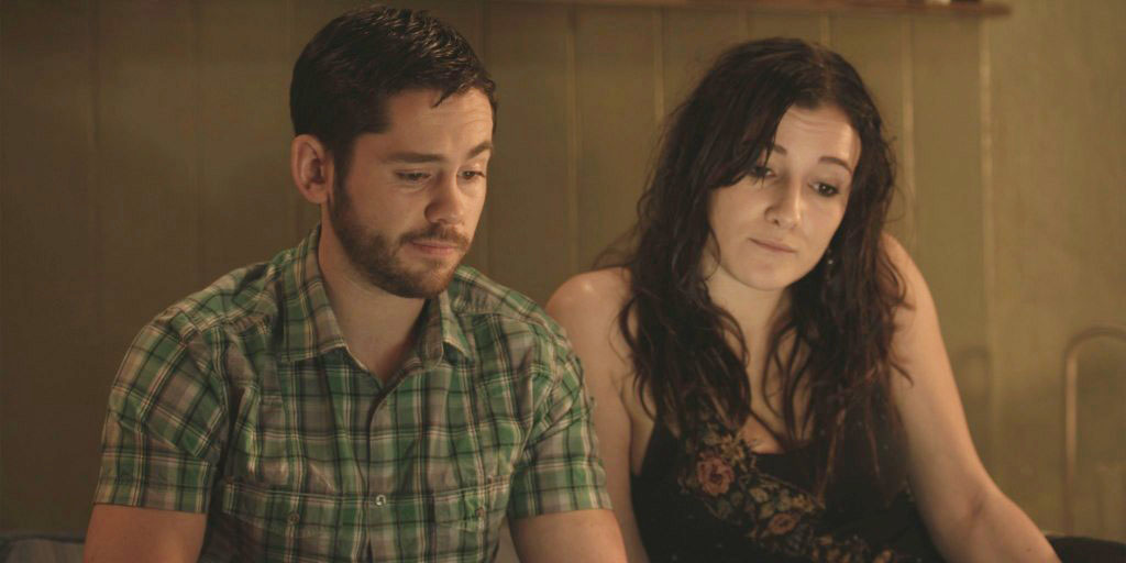 Martin Delaney and Sarah Solemani on set of comedy 'Him and Her'