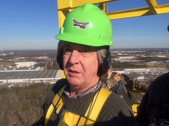 325 feet up in a cage for Travel Channel's Epic Attractions. 2015 Lucid Productions.