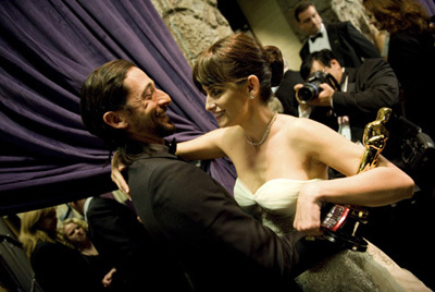 Academy Award®-winner Penelope Cruz (right) with presenter Adrien Brody backstage at the 81st Academy Awards® are presented live on the ABC Television network from The Kodak Theatre in Hollywood, CA, Sunday, February 22, 2009.