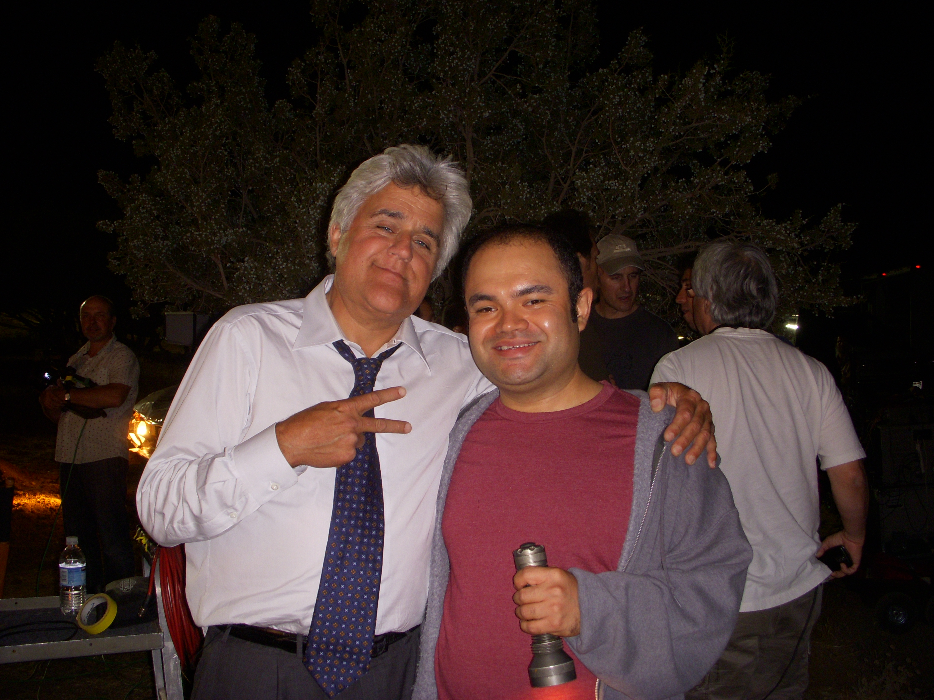 Jay Leno and Erick Chavarria on the set of a promo for the short-lived Jay Leno Show on NBC