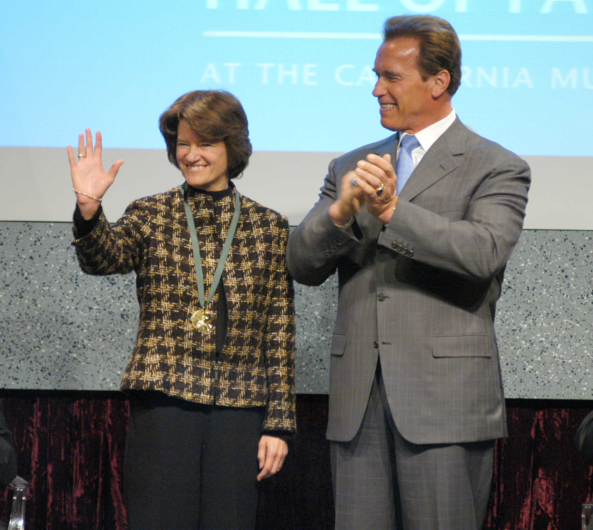 Arnold Schwarzenegger and Sally Ride