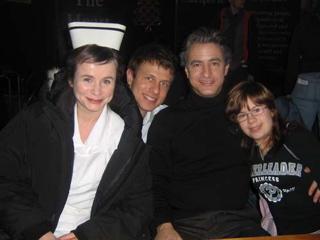 Jamie Spilchuk with Dermot Mulroney and Emily Watson while filming 'The Memory Keeper's Daughter'